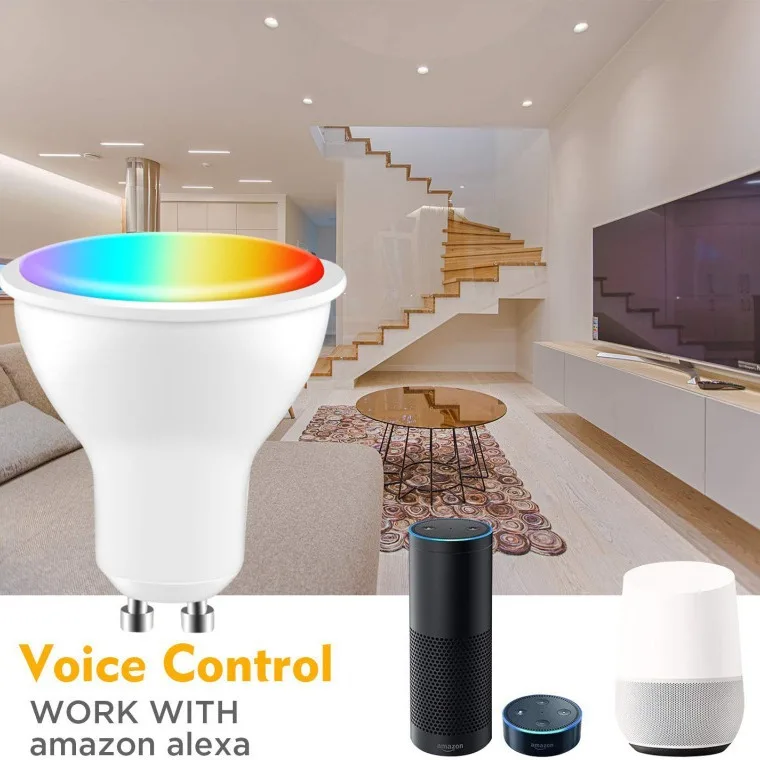 5W Tuya Smart GU10 Smart LED Light Bulb Dimmable RGB WiFi Spotlight with Bluetooth Switch Plastic & Aluminium Body Spotlight