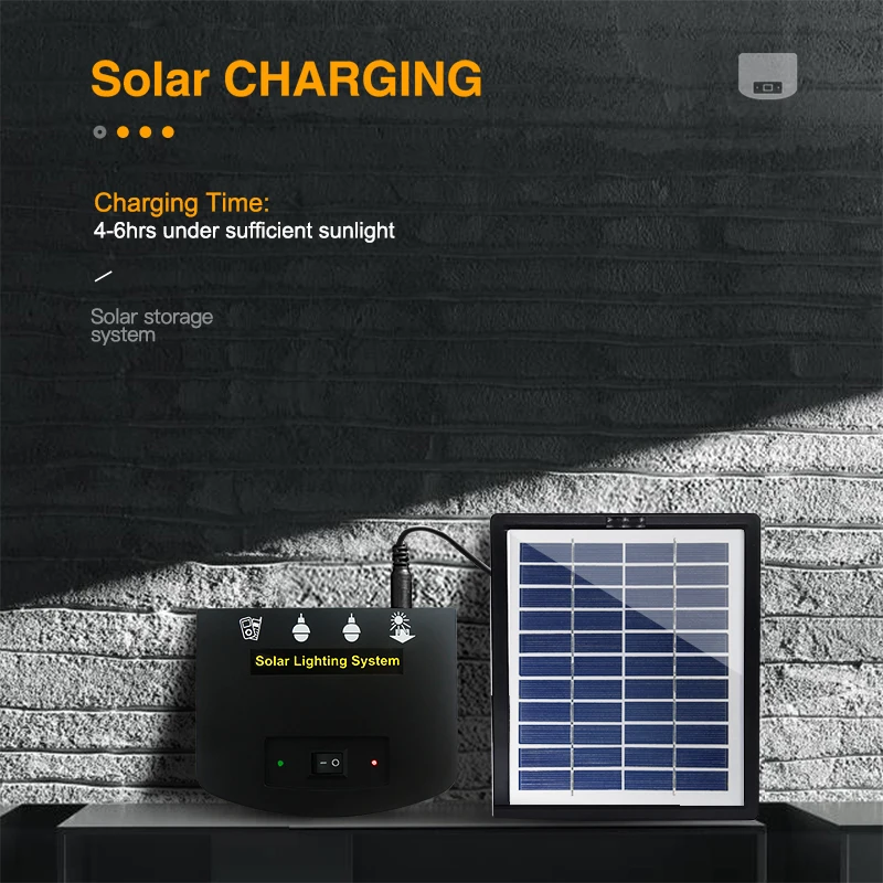 4W Panel Affordable Solar Power Energy Home Lighting System Kit For Two Rooms