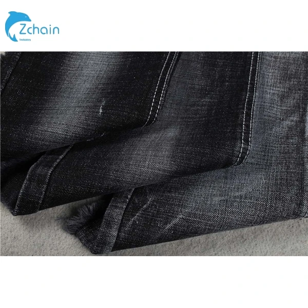 Cheapest Sulfur black cross hatch slub stretch cotton lycra denim fabric