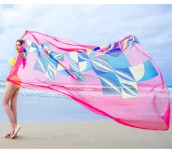 Blue silk sarong batik indonesia flower print sarong beach rayon pareo beach kaftan
