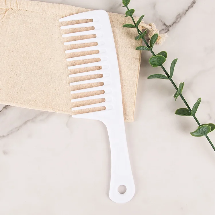 Gloway Manufacturer Oem Hair Styling Tools Plastic White Wide Tooth Hair Comb Brush For Wet or Dry Detangle Hairs