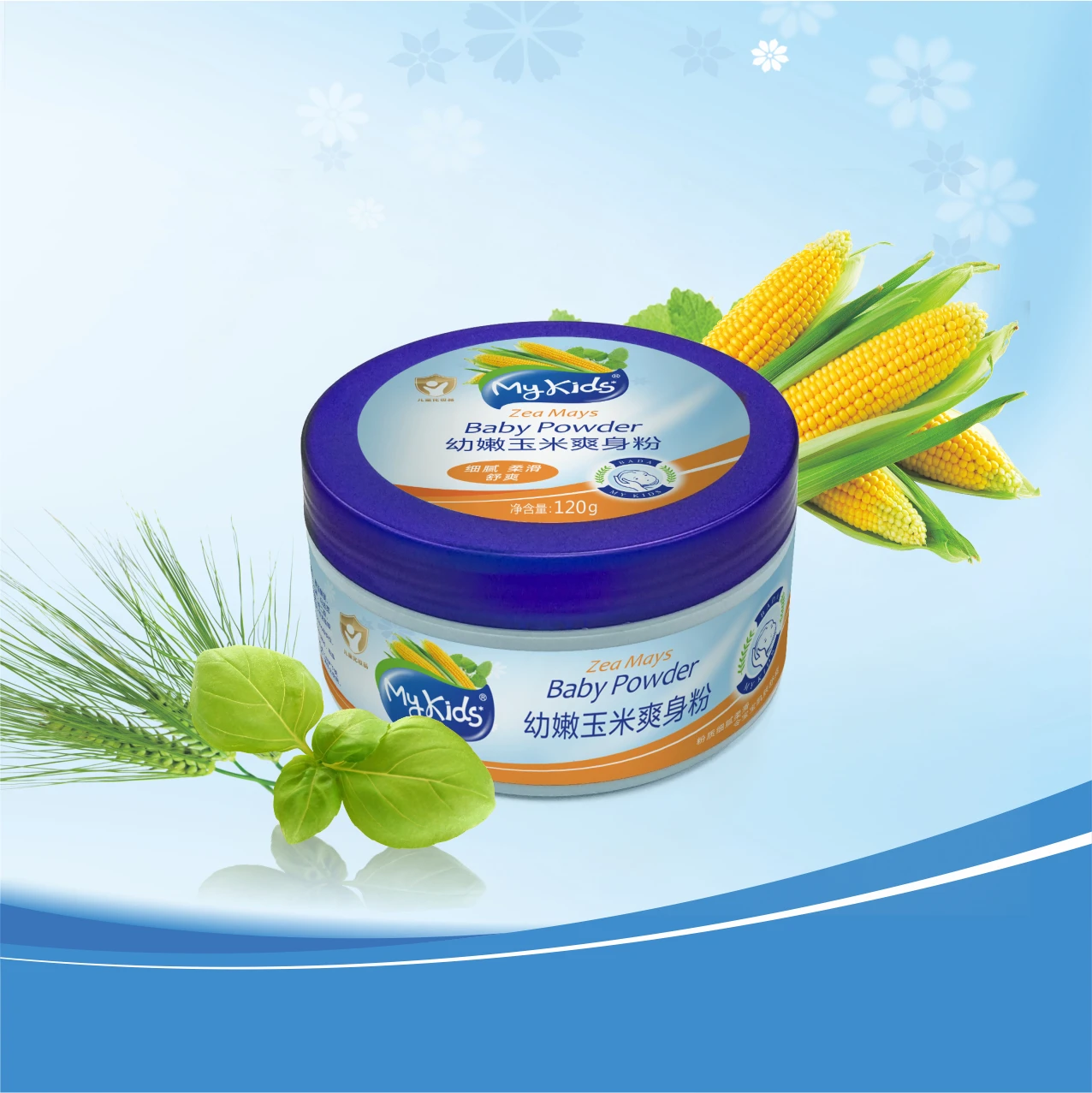 Hot Selling MyKids Prevent Prickly Heat Absorb Sweat And Oil Baby Bath Powder Corn Baby Powder
