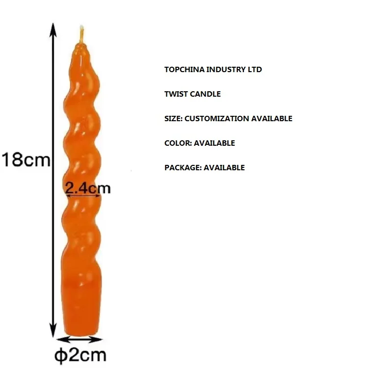 Customization Colors Smokeless Wedding Dinner Spiral Taper Candle Molds Customized Paraffin Twisted stick Candles for Birthday