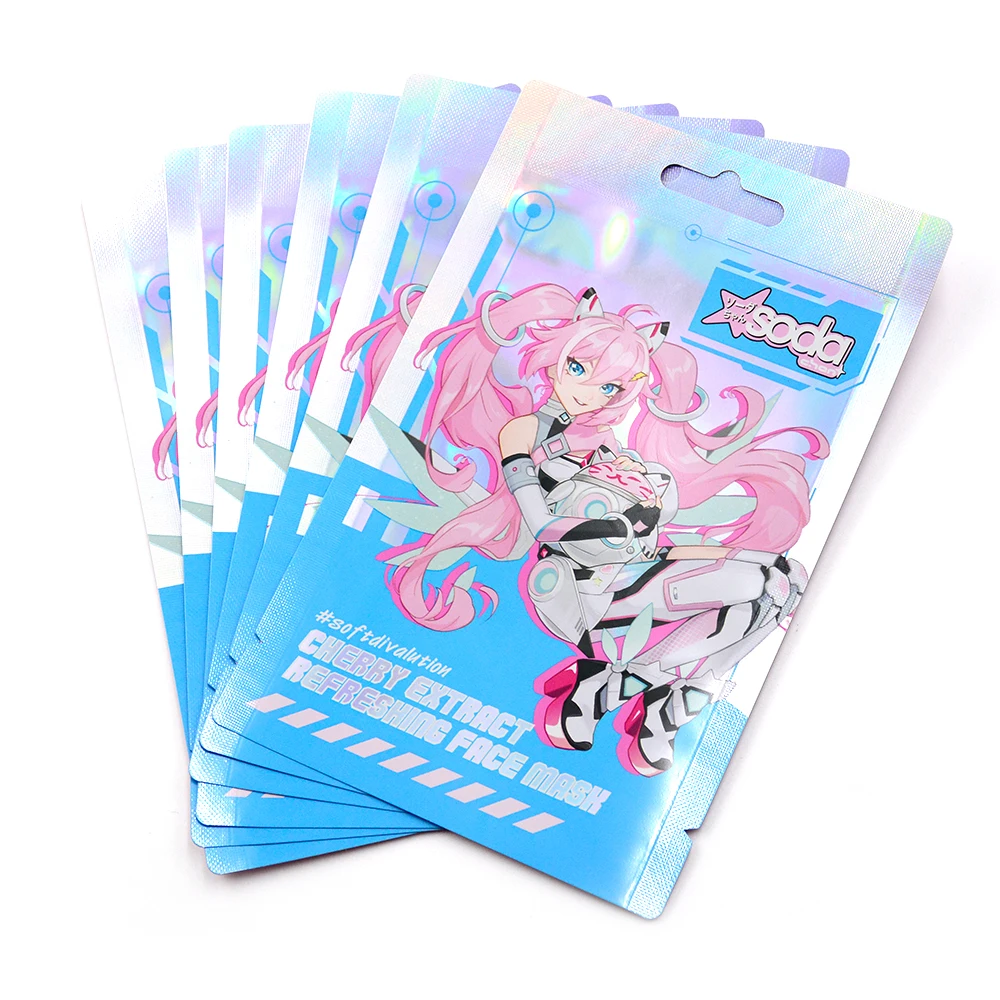High Quality Wholesale Euro Hole Custom Printed Hologram Three Side Seal Bag Custom Print Plastic for Sealed Bags