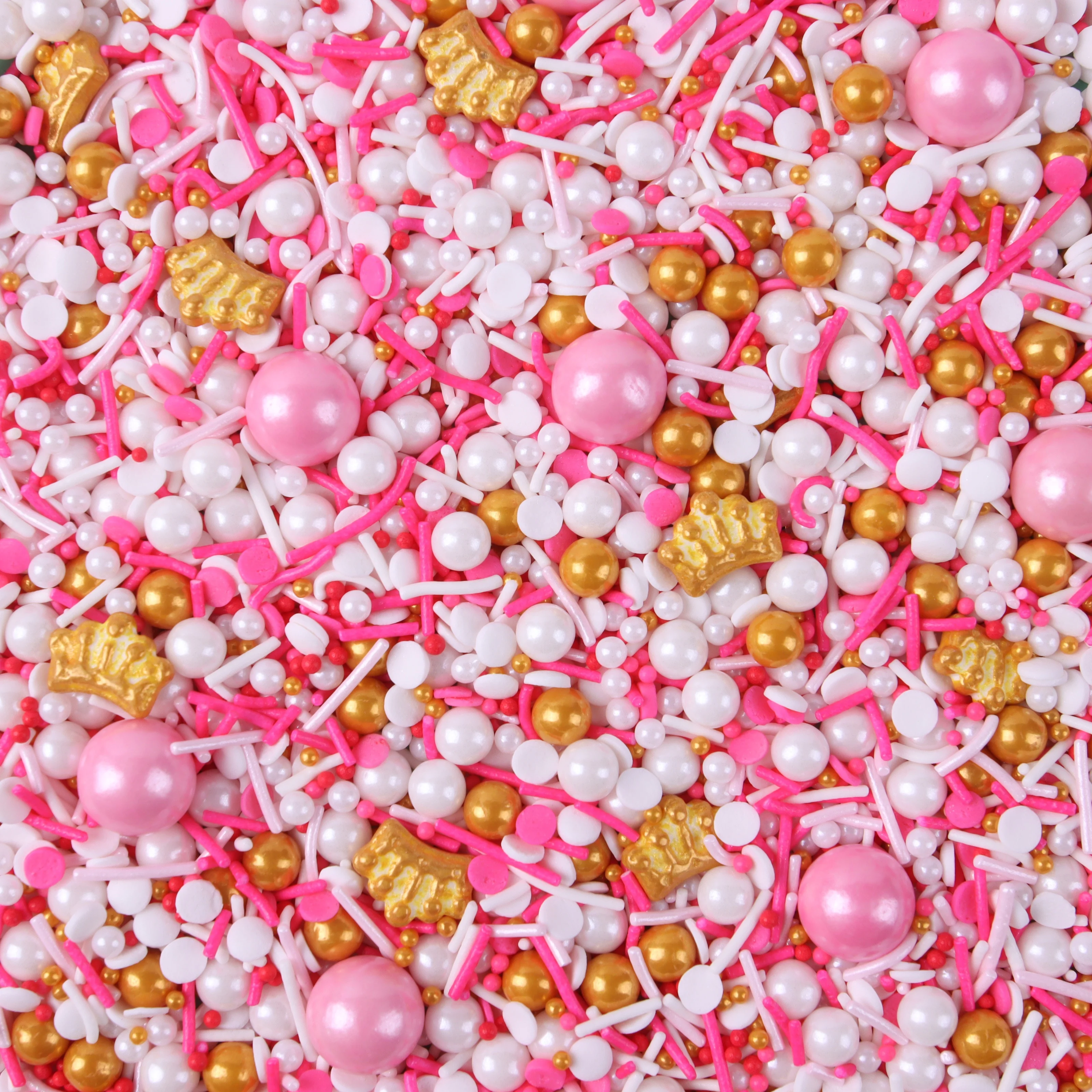 Lovebakery Valentine Pink Sugar Pearls Cake Sprinkles Mixes Gold Crown Press Candy Shimmer Jimmies Sprinkles for Bake Decoration