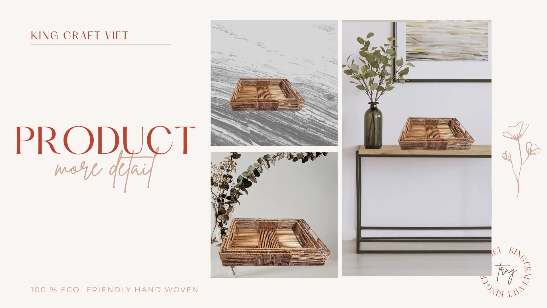 Decorative Serving Tray for Fruit Handmade Jute Tray Multi Function Tray Handicraft Wholesale Vietnam Supplier