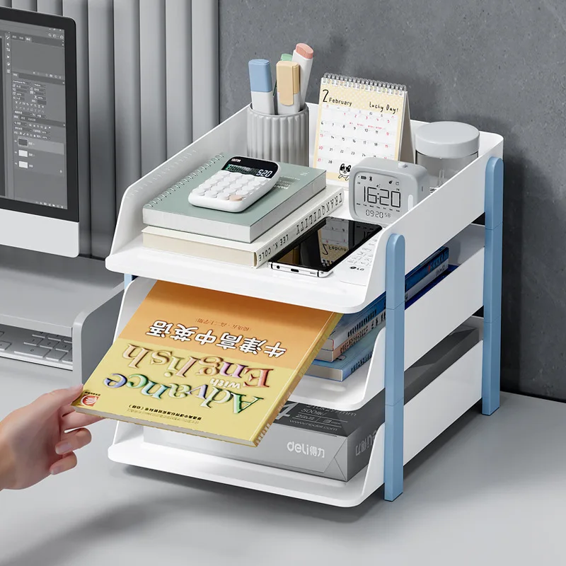 Multi-layer file rack data rack desktop creative office classification supplies storage A4 paper horizontal layered rack