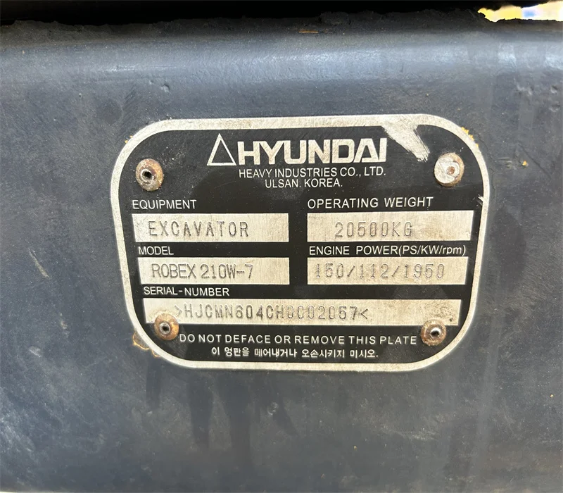 Используемый оригинальный 210 колесный экскаватор Korea Hyundai/21-тонный Robex Hyundai R210w 210w-7 для продажи