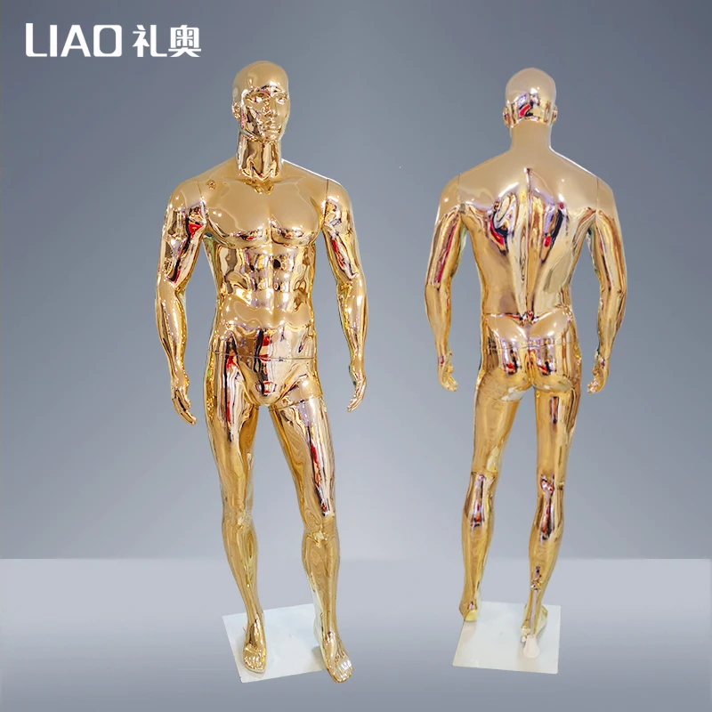 Fashion Clothing  Dummy Clothes Display Body Muscle  Electroplating Gold Mannequin Male Mannequins 2021 New Fashion Display