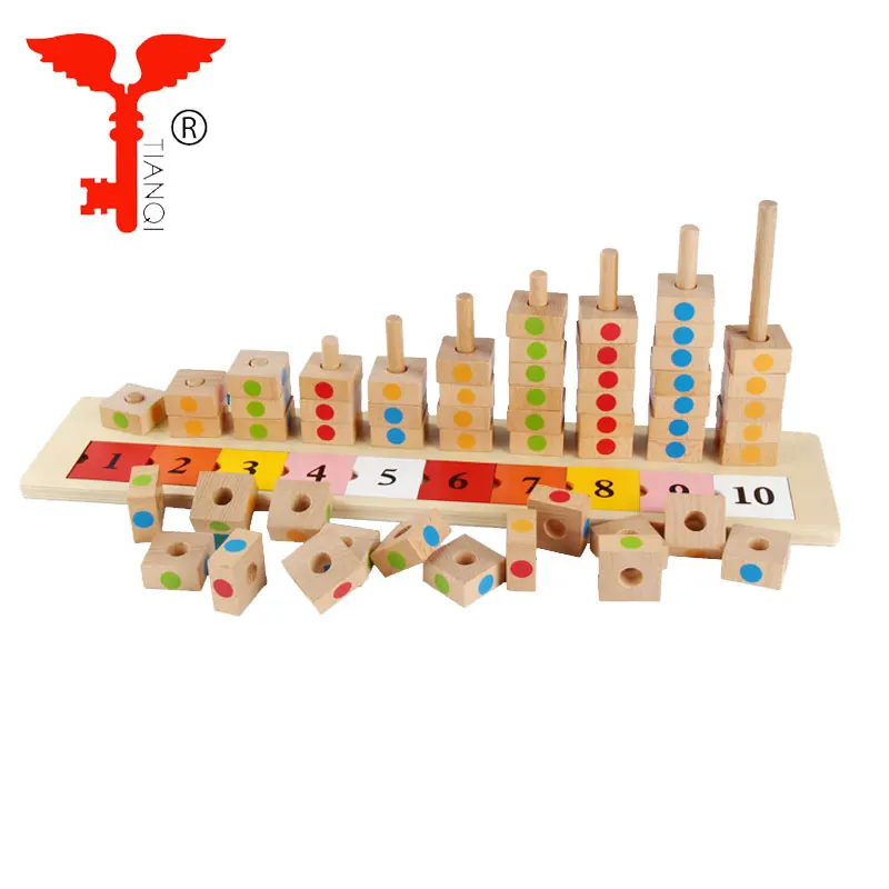 Early education intelligence kids learning math toy cognitived color eco-friendly wooden digital logarithmic board