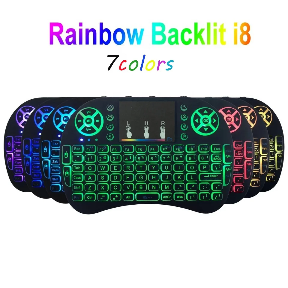 Free Sample Custom Pink White 7 Colors Silicone Laser Switches BT LED i8 Mini Gaming Wireless Keyboard