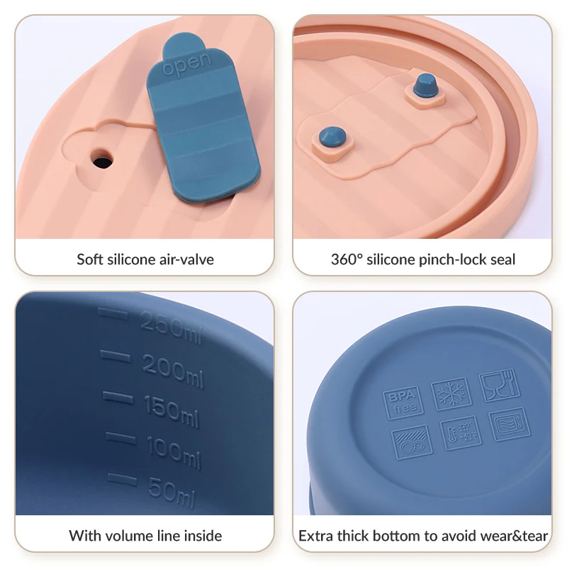 Multifunctional Unbreakable Non-toxic Mini Round Baby Silicone Lunch Food Storage Container Silicon Mixing Bowl Molds with Lid