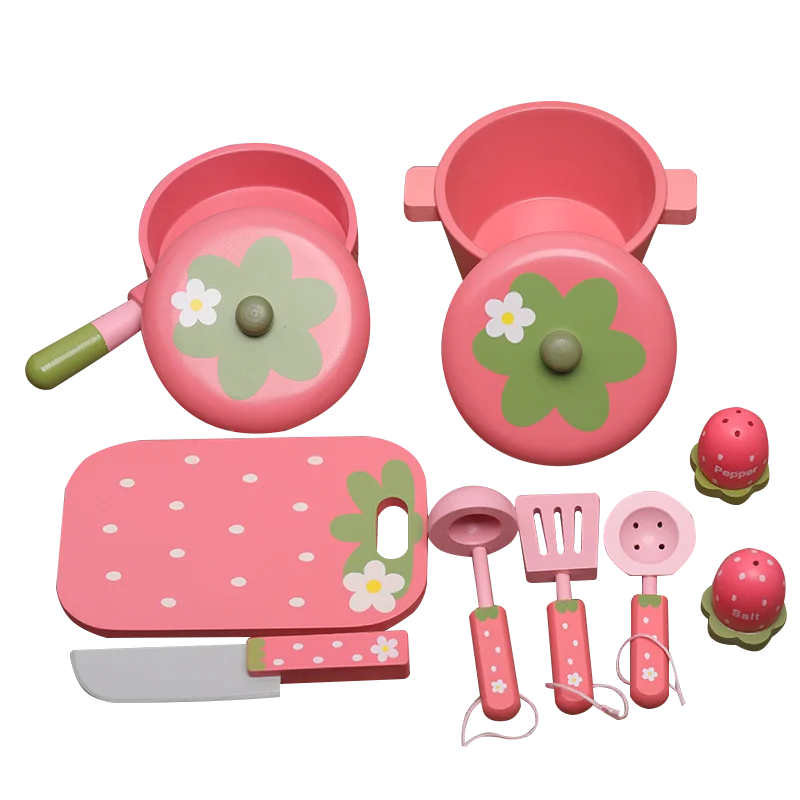 Kitchen Pretend Play Set Chopping Board & Pot Set Factory Direct Sale Wooden for Kids Wooden Toys Unisex Wooden Playhouse XJYQJD