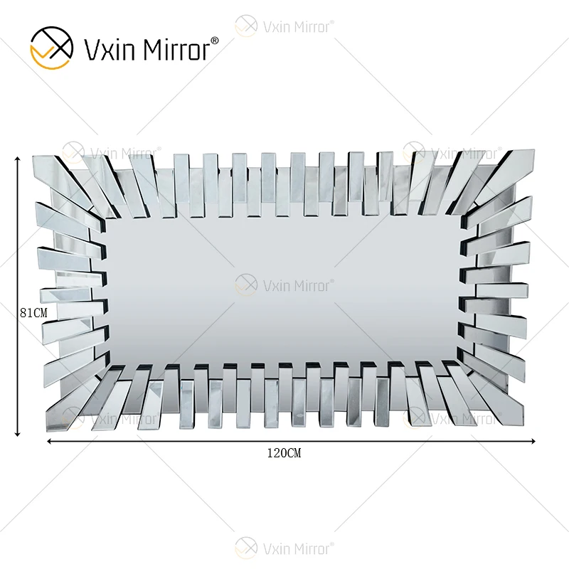 Starburst Большой полной длины Серебряные стильные 3D прямоугольный Современная гостиная спальня настенное зеркало WXM-1041