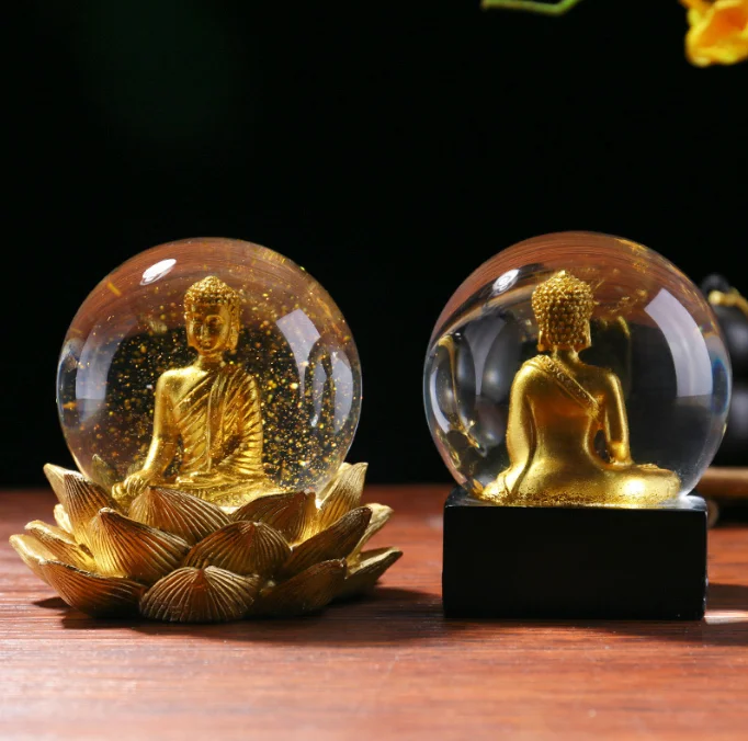 Hot selling New Chinese Zen Resin Buddha Ornaments Other Home Decor Resin Crafts Golden Lotus Buddha Statue Gifts For Friend