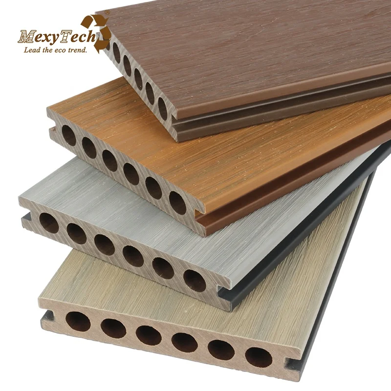 Mexytech recycled wood plastic Bicolor decking pvc wood-plastic profile and extrusion line railings for decks