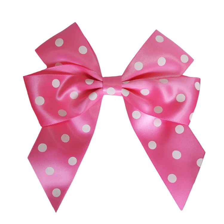 Factory Wholesale Satin Ribbon Headband Bow Hair Ribbons And Bows For Gifts Dot Printed Ribbon Bow