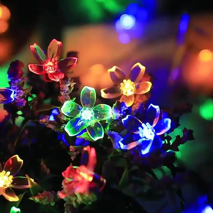 Outdoor Waterproof Solar Garden Led Cherry Blossom Light String Patio Yard Ornament Holiday Decorative Lighting