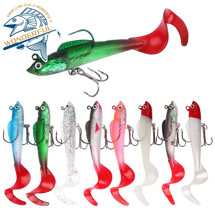 Factory Custom Bulk Artificial Stock Plastic T Tail Soft Worm Bait With Eyes