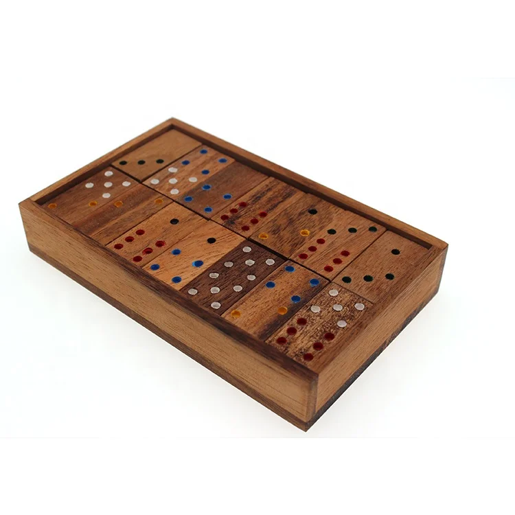 Best Selling 28 piece Portable Wooden Domino Game Set For Family Fun Time