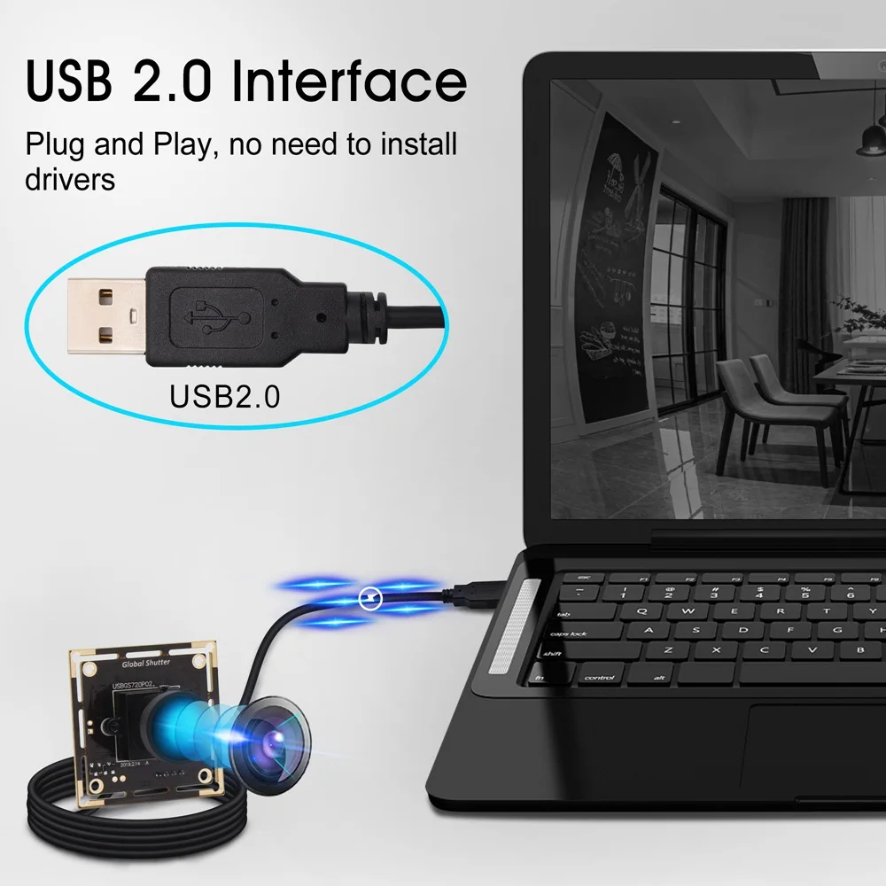 ELP Wide Angle HD Global Shutter USB Camera Module MJPEG 60fps 1280*720 Aptina AR0144 Webcam for Mac Linux Android Windows