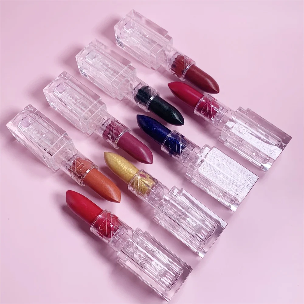 New Trends Quality Woman Cosmetics Natural Organic Waterproof Moisturizing Brown Creamy Silky Glitter Matte Lipstick