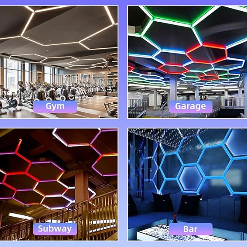 Fast delivery Dropshipping led hexagon garage lighting Custom hexagonal led light for Auto Detail Shop