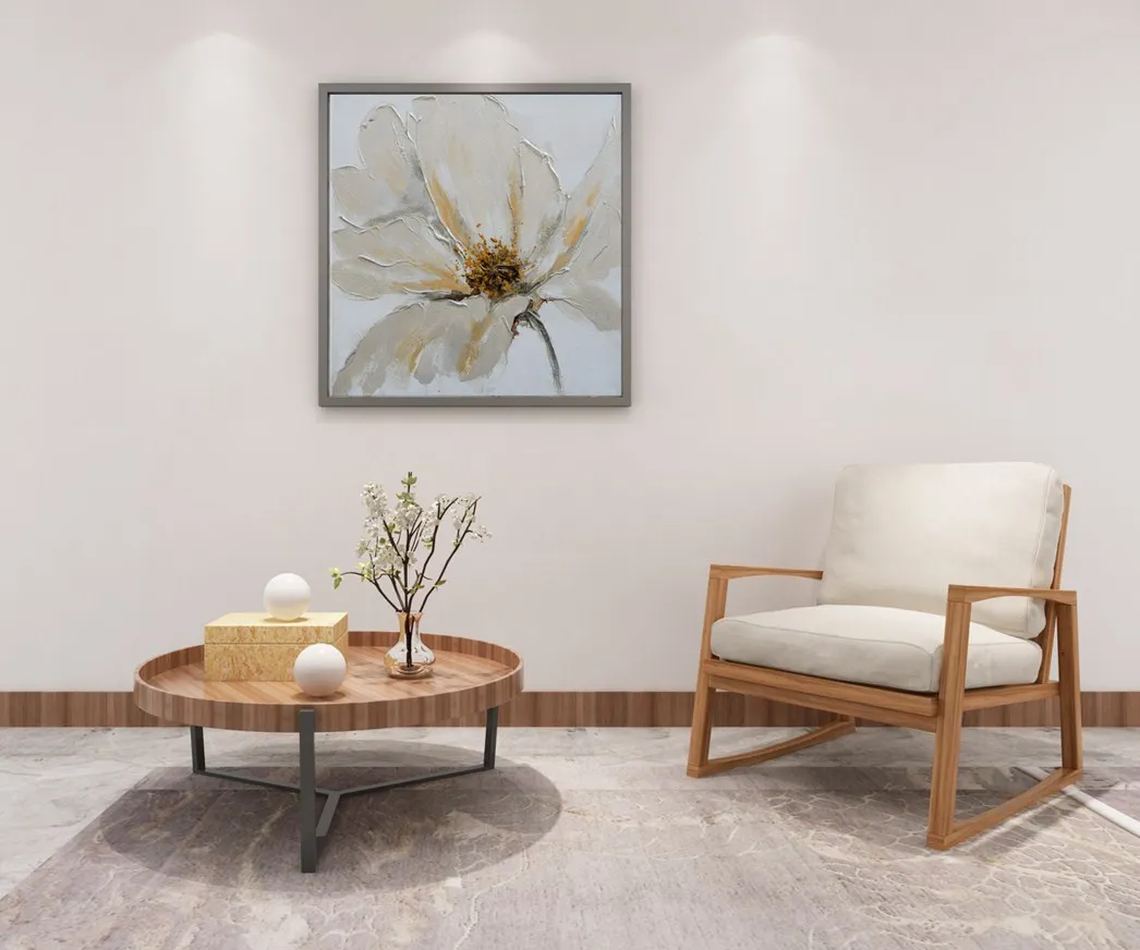 Best Selling Modern White Flower Canvas Art Oil Painting for Home Decor