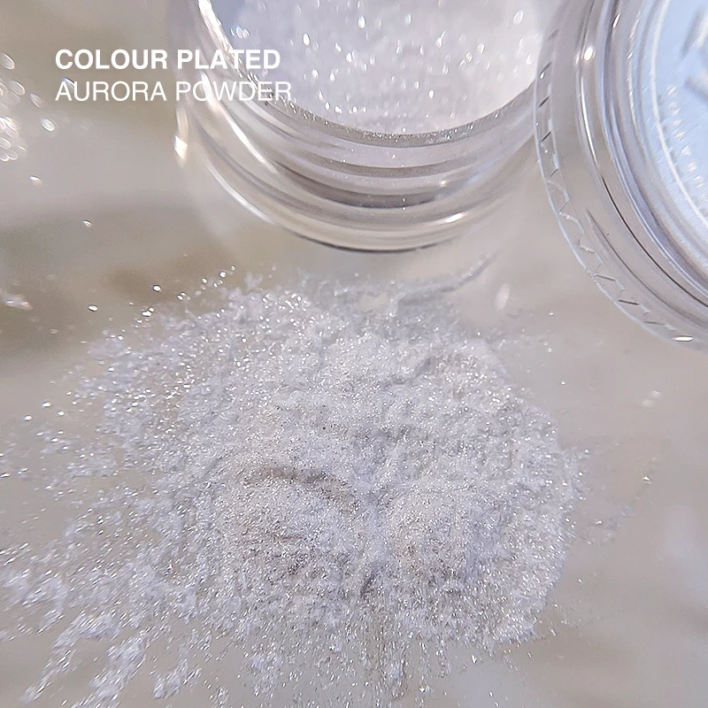 White Pearl Chrome Nail Powder,Iridescent Aurora Powder Metallic Mirror Effect Pigment Pearlescent Mermaid Pigment Pearl Glitter
