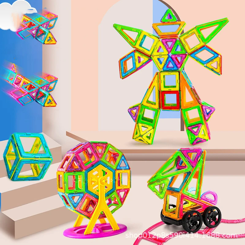 3D Creative Children DIY Puzzle Toys Magnet Building Blocks Magnetic Tiles Brick Education Toys