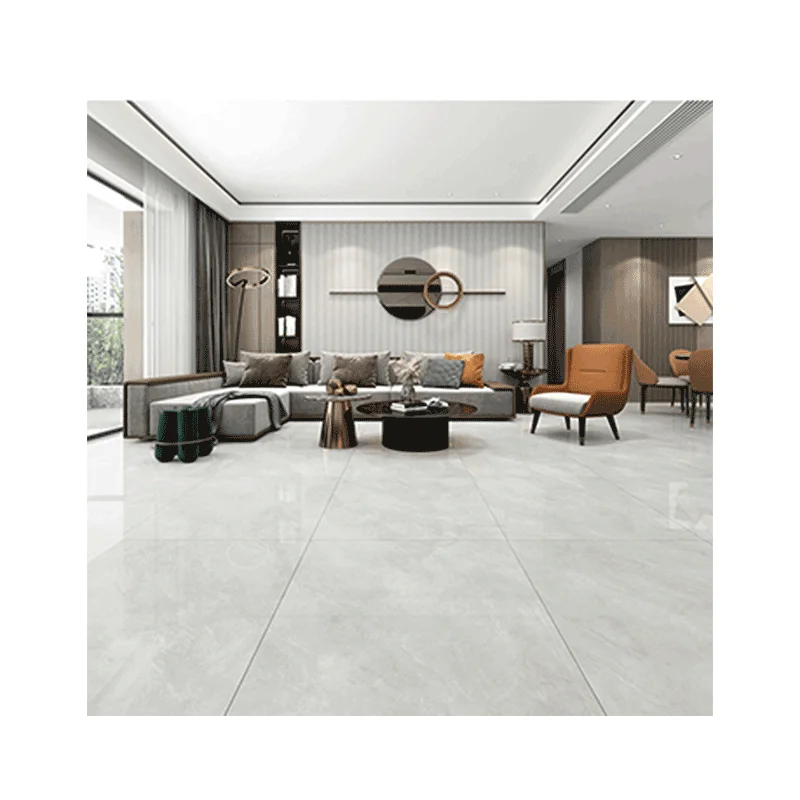 Guangdong Foshan 800x800x10 Living Room Bedroom Floor Tile Dark Grey Marble Pattern Glossy Non-slip Floor Tile