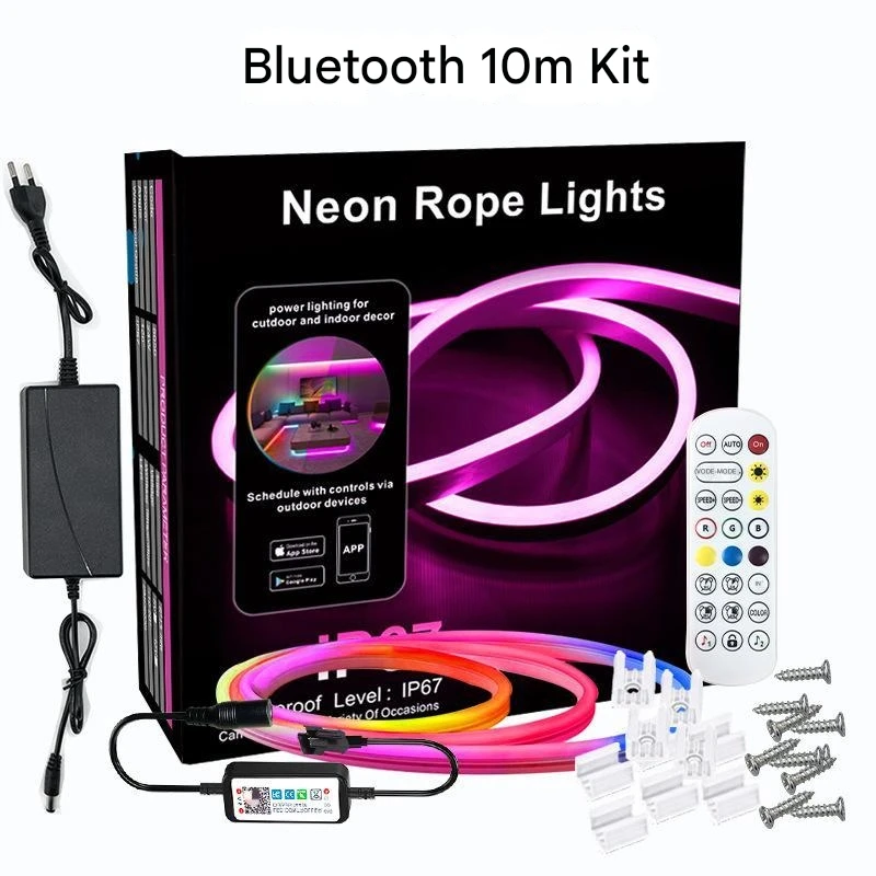 Spot goods tuya wifi silicone flexible colorful neon light waterproof IP65 running water atmosphere light strip