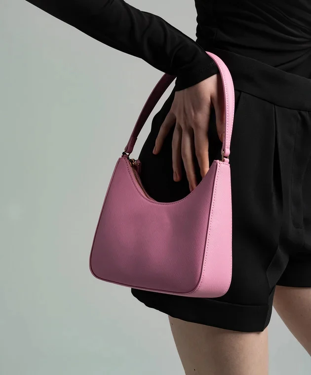 2025 High Quality Customizable Pink Leather Hobo Bag with Metal Logo Female Luxury Vegan Purse Quality Women Handbag for Work