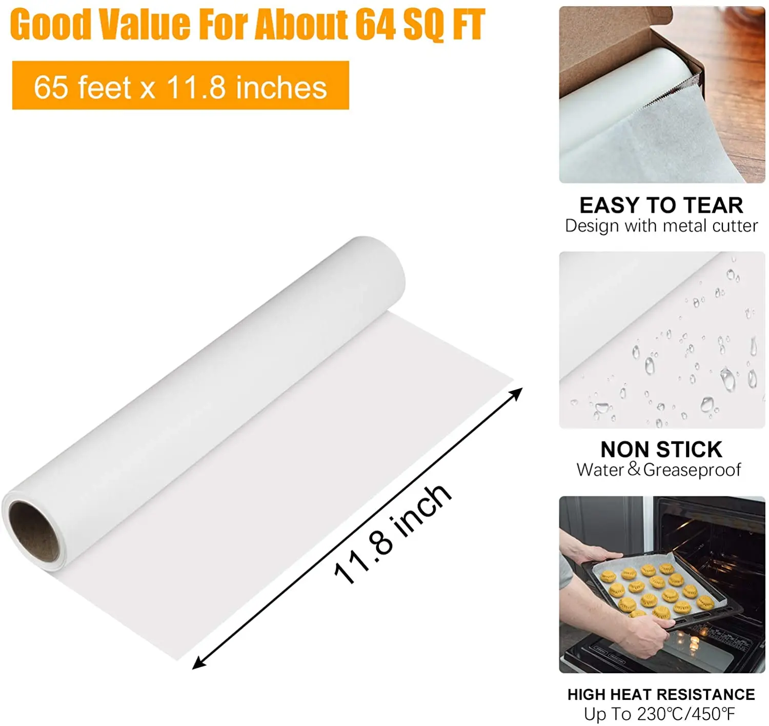 LFGB Approved Food Grade Non-stick Parchment Baking Paper Sheets with Customized Package Free Silicone Digital Printing Virgin