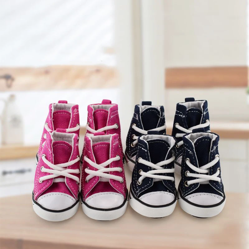 Puppy Canvas Sport Shoes Sneaker Boots Outdoor Shoes Rubber Sole Soft Cotton Inner Fabric Pet Shoes