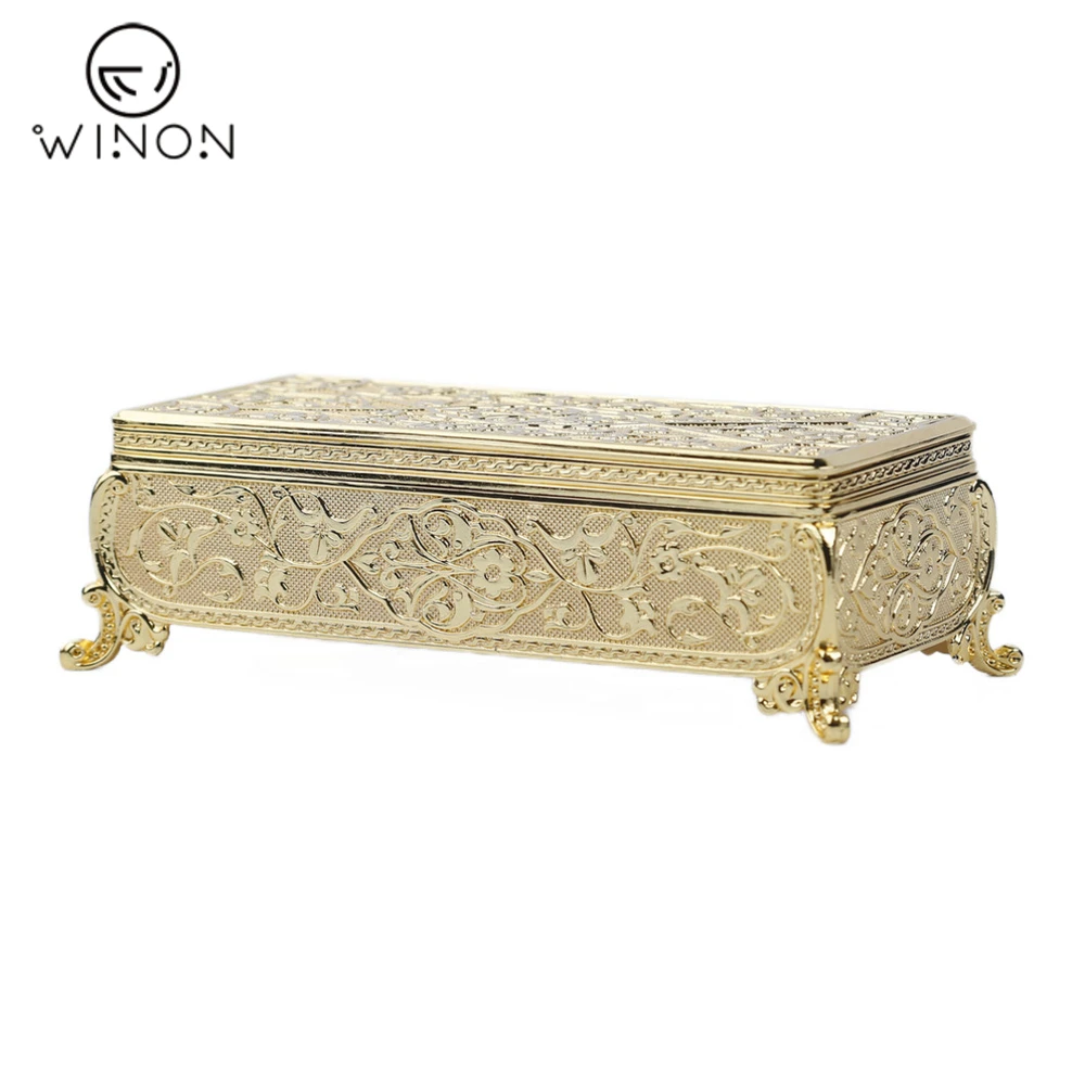 Wholesale Rectangle Big Size Turkish Flower Storage Jewelry Box Chocolate and Candy Box Cash Box
