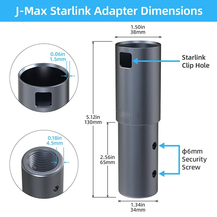 JH-Mech Pipe Mount Adapter for V2 Rectangular  Antenna TV Mast Aluminum Antenna Mount Adapter