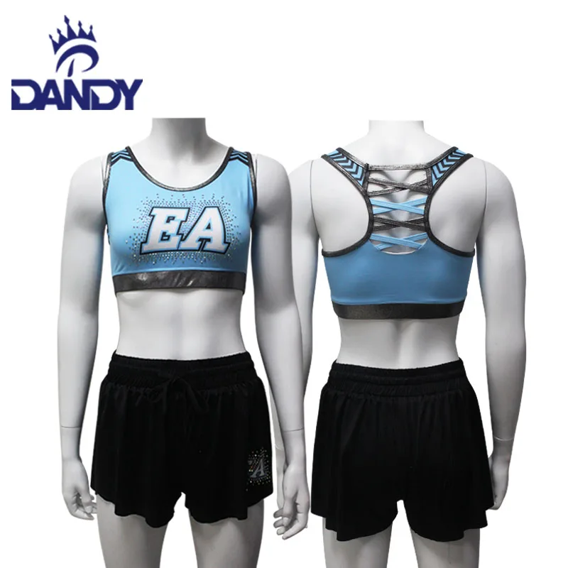 Custom sublimation girls dance training sets workout sets shorts cheer practice wear