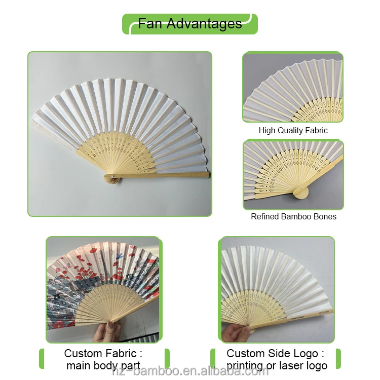 Custom Date Name Logo Wedding Fan Gift Portable Chinese Bamboo Hand Fan Painting White Color Silk Held Folding Paper Fan