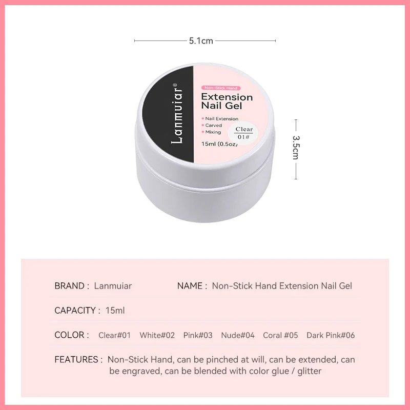 OEM Friendly 15ml Extension Nail Gel Jelly Pink White Clear Hard Gel Extension UV Gel For Nails Finger French Nail Art DIY