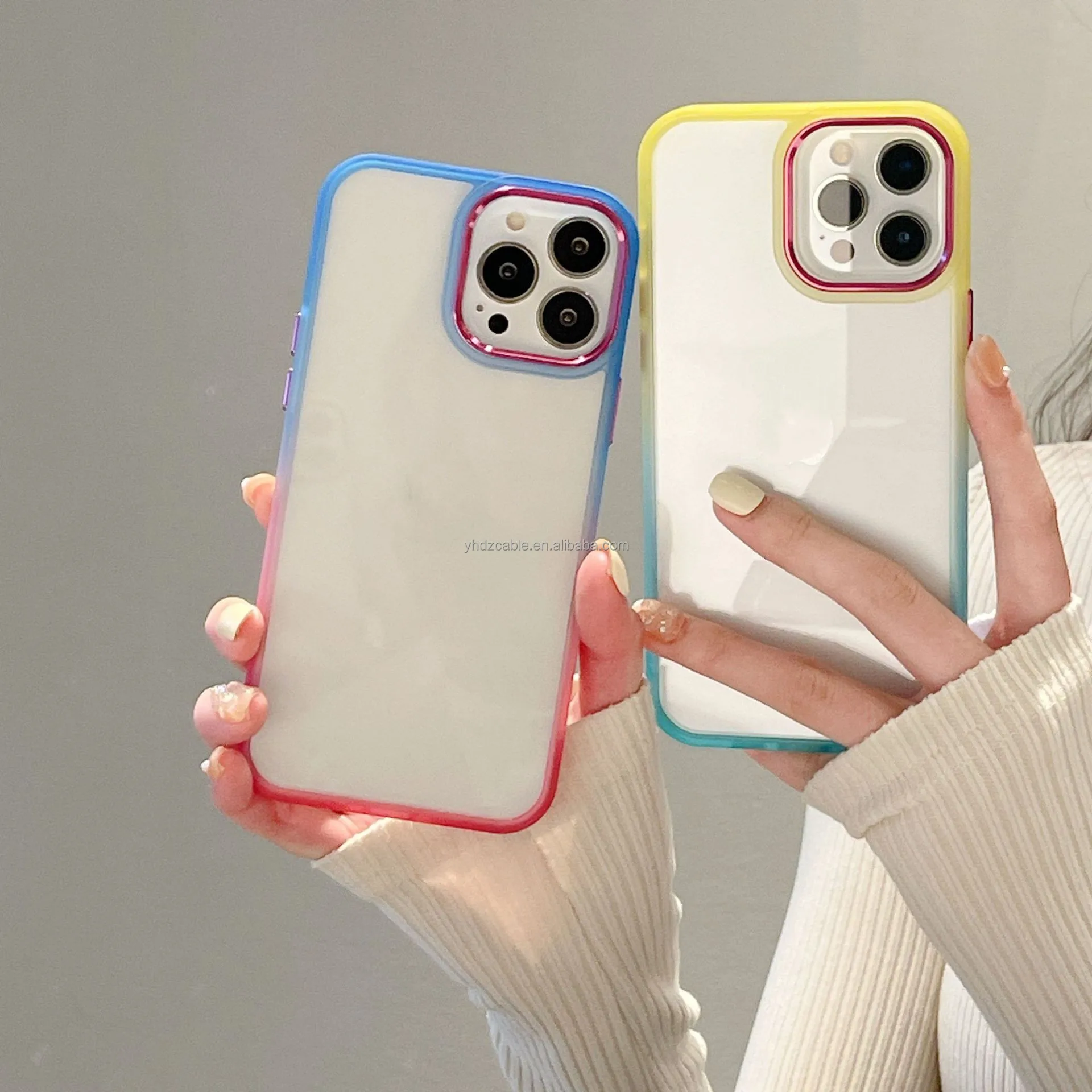 2022 Luxury Back Cover Fashion Colorful Electroplated Camera Lens Design TPU+PC Anti-fall Phone Case For iPhone 13 13 Pro Max