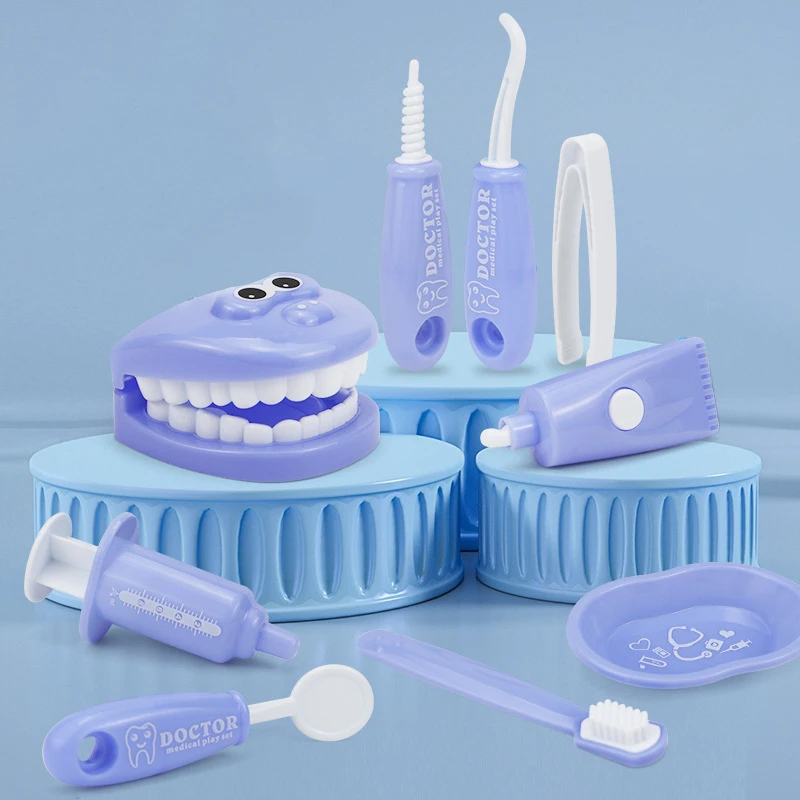 New Preschool Education Pretend Play Doctor Tool Toys Set 9-piece Role play Teeth Model Dentist Medical Kit Toy
