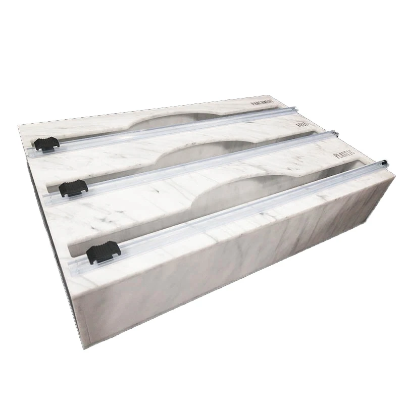 New Design Acrylic Marble Texture 3 in 1 Aluminum Foil and Plastic Wrap Organizer Kitchen Wrap Dispenser with Cutter