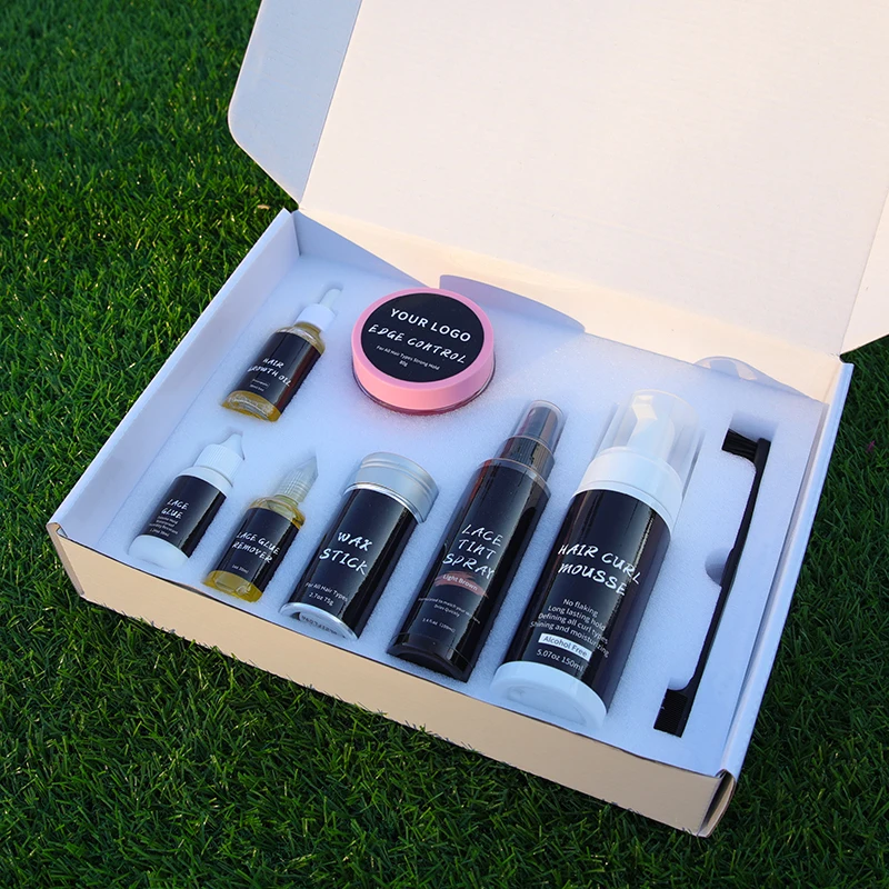 Один комплект париков от производителя, фирменная торговая марка, масло для роста волос, водонепроницаемая кружевная клейкая лента, контроль краев, кружевные Продукты для волос с индивидуальной упаковкой