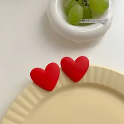 925 Silver needle earrings Korea INS temperament earrings candy color heart acrylic earrings fashion