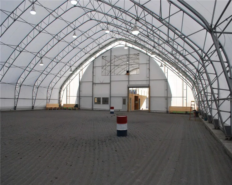 Prefab Galvanized Steel Frame Truss Roof Warehouse Shed  PVC/PVDF Fabric Steel Structure Storage Building Construction