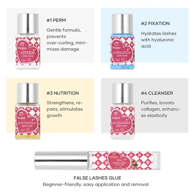 Missglue Wholesale Custom Private Label Eyelash Perm Eyelash Curling Set Korean Beauty lash lift lash lifting kit