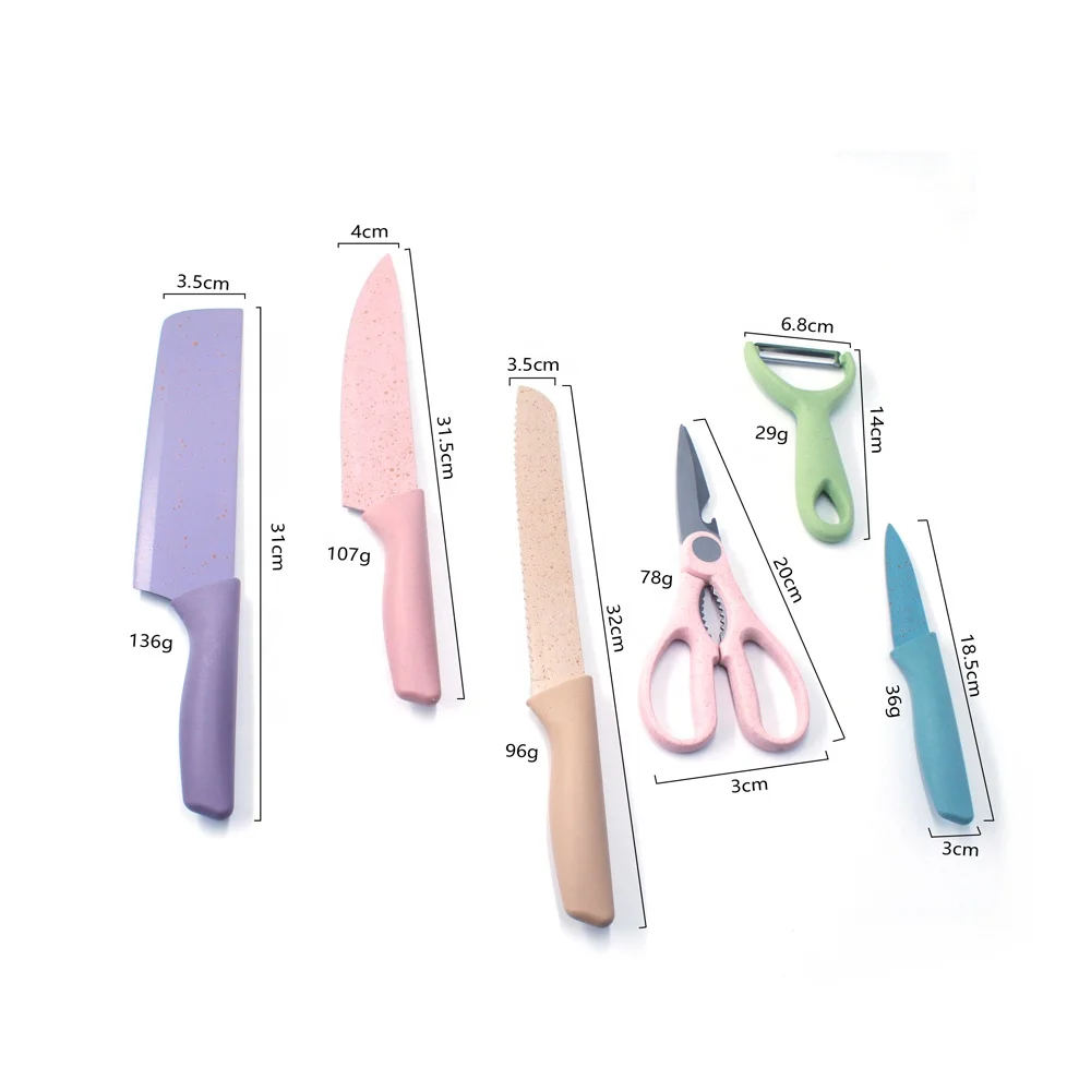 Set of Knives 6 Pieces Vguarantee Kitchen Vg10 Damascus Steel Cutting Knife with Pakka Wood Handle and Gift Box