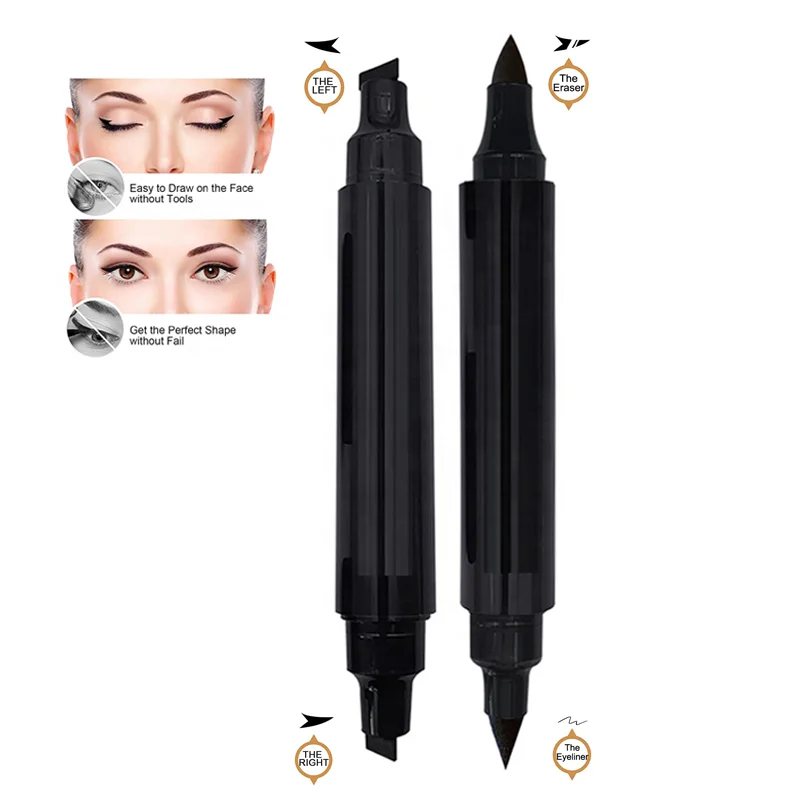 wholesale 3 in 1 private label dual ended winged eyeliner stamp set with remover