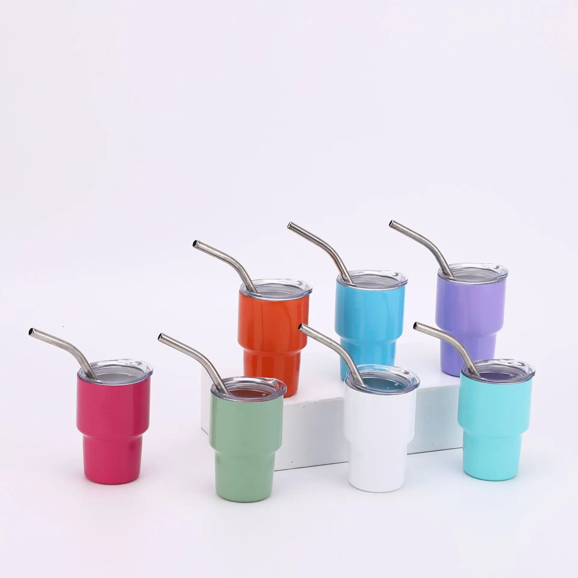3oz mini chilled small wine glass, straw cup, heat sublimation small capacity stainless steel insulated cup
